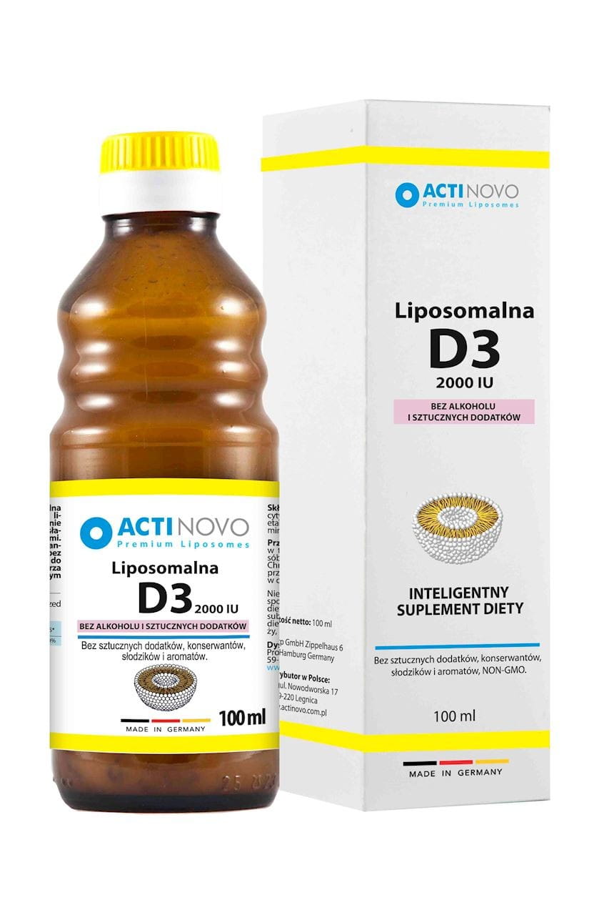 ACTINOVO Liposomalna Witamina D3 2000IU bez alkoholu - 100ml (50 dni)