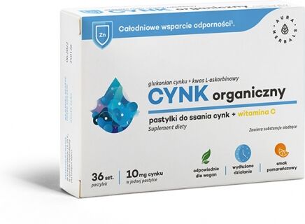 VIVIO Cynk organiczny(10mg)+ wit C 36 past. Aura Herbals