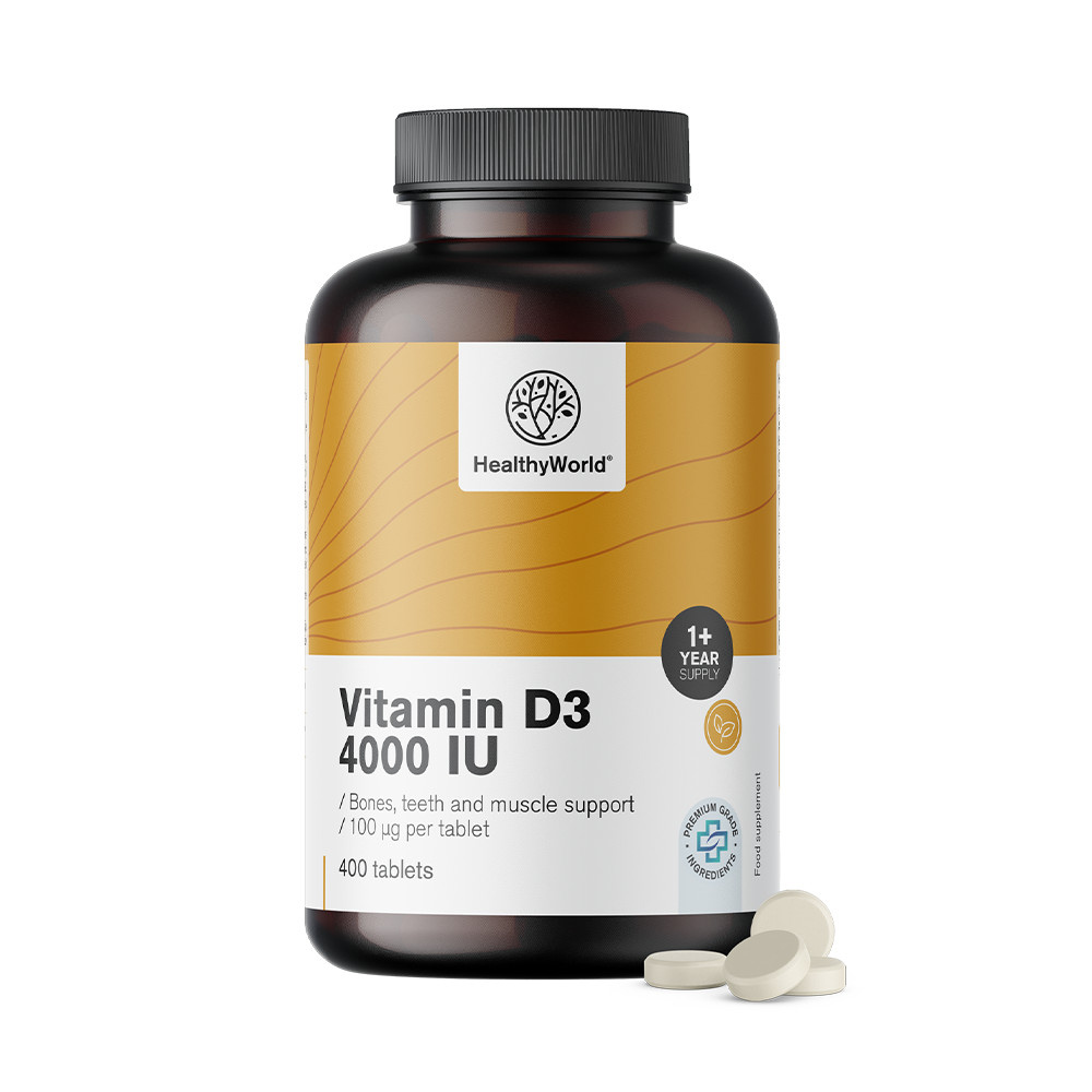 Фото - Вітаміни й мінерали HealthyWorld® Witamina D3 4000 j.m., 400 tabletek