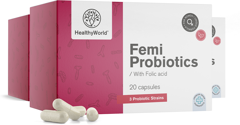 Фото - Вітаміни й мінерали HealthyWorld® 3x Femi Probiotics - dla kobiet, razem 60 kapsułek