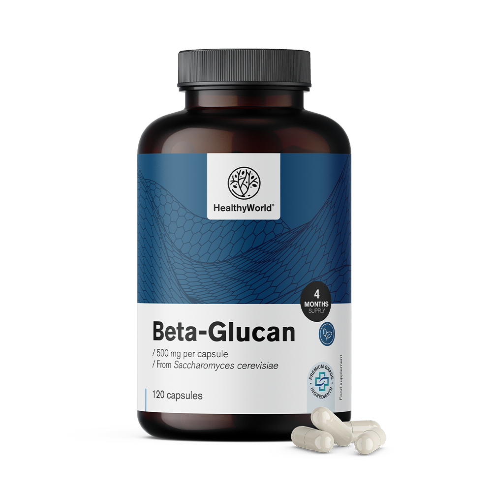 Фото - Вітаміни й мінерали HealthyWorld® Betaglukan 500 mg, 120 kapsułek