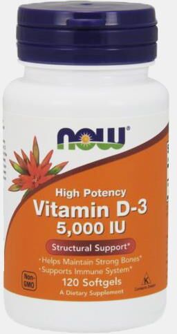 NOW VITAMINA D-3 5000IU 120 CAPSULAS NOW