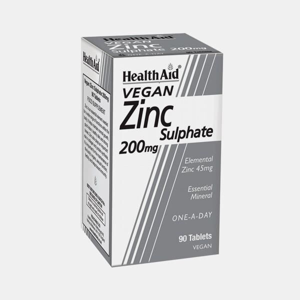 HEALTH AID VEGAN ZINC SULPHATE 200mg 90 COMPRIMIDOS