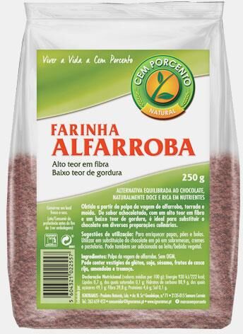 CEM POR CENTO FARINHA DE ALFARROBA 250g CEM PORCENTO