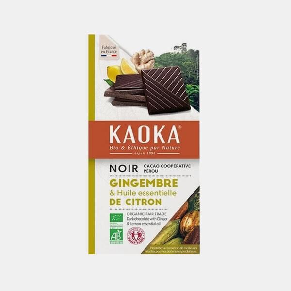 KAOKA CHOCOLATE PRETO COM GENGIBRE E LIMAO 100g