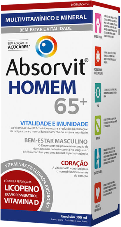 Absorvit Homem 65+ Multivitamínico Emulsão 300ml