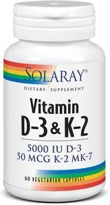 Solaray VITAMINA D3 E K2 60 Cápsulas Vegetais