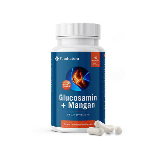 FutuNatura Glucozamină + Mangan 500 mg, reumatism și artrită, 90 de capsule