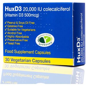 Huxley Europe (30 Vegetarian Caps ) Hux D3 20,000 iu Colecalciferol