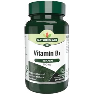 Natures Aid Vitamin B1 Thiamin, 100 mg, 90 Tablets (Contributes to Normal Functioning of the Nervous System, Made in the UK, Vegan Society Approved)