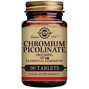 Solgar Chromium Picolinate 100 mcg Tablets - Balances Blood Glucose Levels - Supports the Metabolism - Easy to absorb - Food Supplement - Vegan, Vegetarian, Kosher - Pack of 90