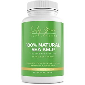 Lily Green Supplements Lily Green Organic Sea Kelp 500mg per Serving 90 Capsules - 435mcg of Iodine per Capsule Thyroid & Cognitive Support Sourced from Iceland No Artificial Fillers Made in UK