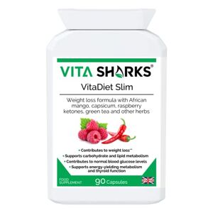 Vita Sharks VitaDiet Slim Thermogenic Fat Metaboliser - 90 Vegan Capsules, Herbal Weight Management, Natural Slimming Enhancer, Fat Burner & Immune System/Metabolism Booster