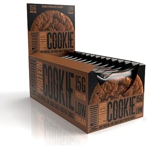 Warrior Protein Cookies – 15g of Protein – Low Sugar – Baked Cookie Snack – 12 x 60g – Individually Wrapped – Vegetarian Friendly, Double Chocolate Chip