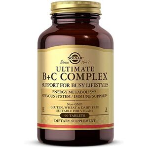 Solgar Ultimate B Plus C Complex Tablets - Pack of 90 - B1, B2, B3, B4, B5, B6, B7, B12, Vitamin C - Multivitamin for Metabolism and Nervous System Support - Vegan, Kosher and Gluten-Free