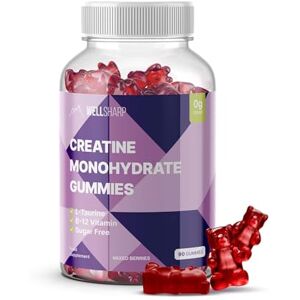 WellSharp Creatine Monohydrate Gummies 4500mg 90 Gummies 1 Month Supply Energy Supplement - Active Lifestyles & Workouts Mixed Berries (Strawberry, Blueberry, Raspberry) Sugar-Free B-12 & L-Taurine