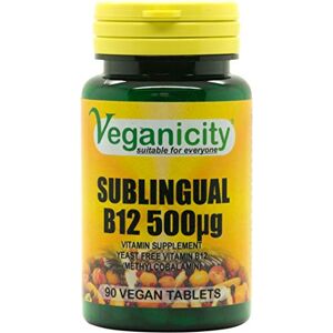 Veganicity B12 500µg Sublingual (Blackcurrant Flavour) : Vitamin B12 Supplement : 90 Tablets, in a Planet-Friendly 99% Recycled Pot