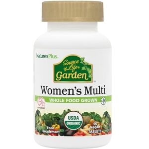 Nature's Plus NaturesPlus Source of Life Garden Organic Women’s Multi - Vegan Multivitamin for Women - Energy, Immune Support - Iron, Methyl B12, Biotin, Maca, Cranberry - Vegan, Gluten Free - 90 Tablets