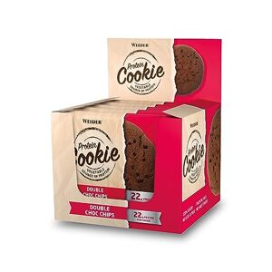 Weider Protein Cookie (12x90g) Double Choco Chip Flavour. Delicious Giant Cookie of Plant-based High Protein Content of up to 22g/serving, handy individual packs, for Extra Protein and Energy, Vegan