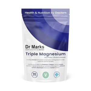 Dr Marks Triple Magnesium Complex - Made by UK Doctors to Reduce Tiredness & Fatigue + Support Your Muscle, Bone & Mental Health 90 Vegan Capsules, High Strength, No Fillers, UK Made.