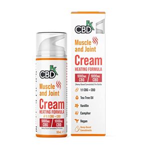 CBDfx 1000mg CBD/1000mg CBG, High Strength Muscle & Joint CBD Cream with Caffeine, Vanillin, Tea Tree Oil and White Willow Bark, Heating Formula, 50ml