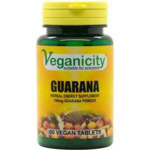 Veganicity Guarana 750mg : Energy & Focus Supplement : 60 Tablets, in a Planet-Friendly 99% Recycled Pot