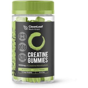 HILLTEN HEALTH CleanLeaf Nutritions Creatine Gummies - 3000mg - 90 Chewable Gummies - Lemon Flavor - Pre Workout Gym Supplement for Men & Women - Vegan-Friendly