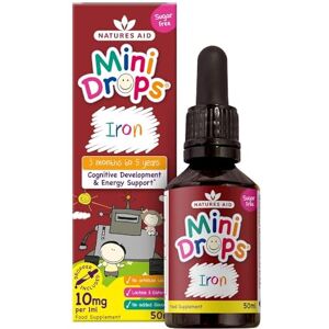 Natures Aid Iron Mini Drops for Infants and Children, Cognitive Development, Sugar Free, 50 ml