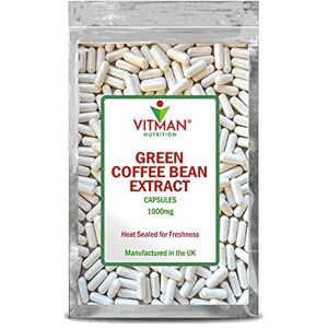 VitMan Nutrition Green Coffee Bean Extract 90 Optimal Capsules - 1000mg - Natural Unroasted Coffee Caffeine Energy & Diet Pills, for Diet & Workout Routines, Keto & Vegan Supplement - Made in The UK