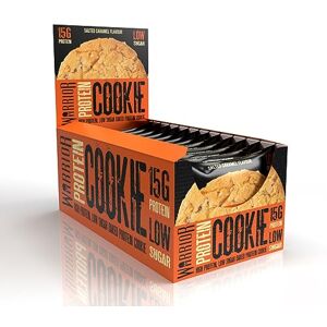 Warrior Protein Cookies – 15g of Protein – Low Sugar – Baked Cookie Snack – 12 x 60g – Individually Wrapped – Vegetarian Friendly, Salted Caramel