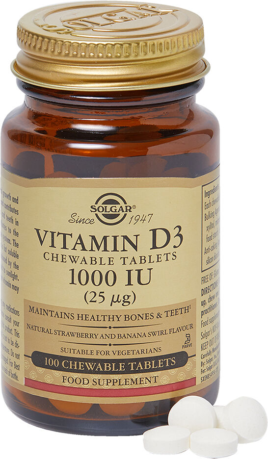 Solgar Vitamin D3 1000 IU (25 mcg) Chewable Tablets 100caps