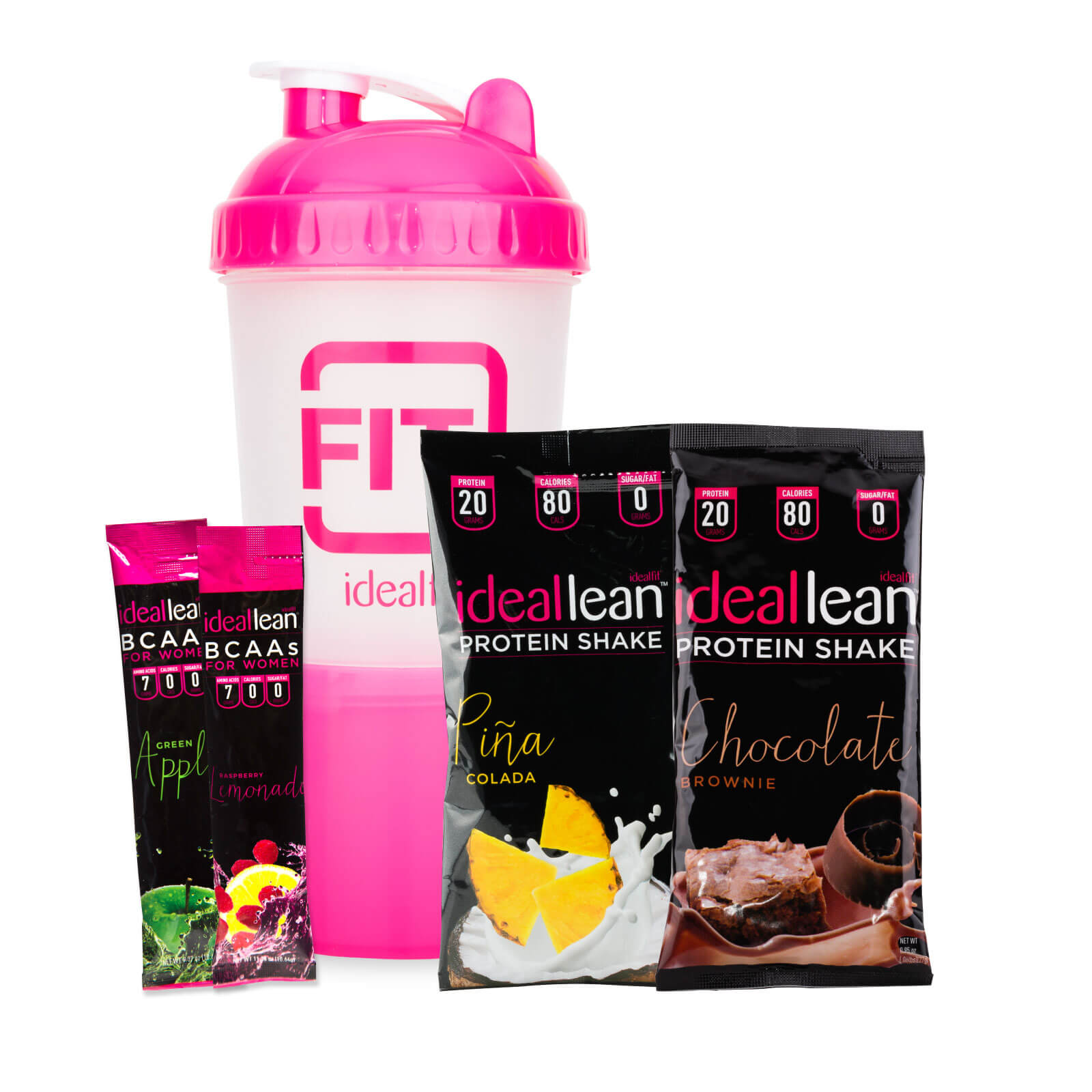 IdealFit IdealLean BCAA 2x Sample Packs + Protein 2x Sample Packs + FREE Shaker Promotion - Child