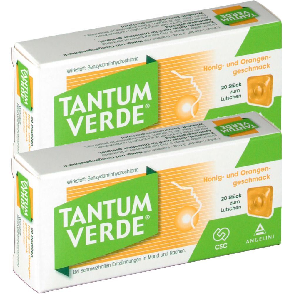 Tantum Verde® mit Honig und Orangengeschmack Doppelpack 2x20 St Lutschpastillen