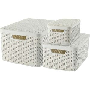 Curver Organizer »Style Box L+M+S«, (Set, 3 St.), Aufbewahrungsbox, stapelbar... creme Größe