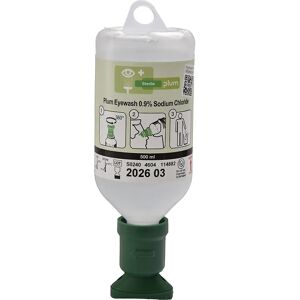 kaiserkraft Augenspülflasche 0,9% NaCl, VE 3 x 500-ml-Flaschen, mit Augenschale