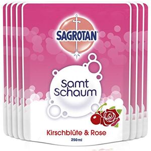 Sagrotan Samt-Schaum Nachfüller Kirschblüte & Rose – 8 x 250 ml Schaumseife im praktischen Vorteilspack