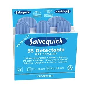 6 Sets Cederroth Salvequick Detectable Pflaster (35 Stück) blau , Refill