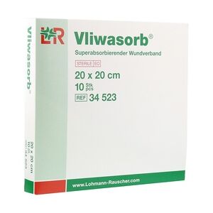 LOHMANN & RAUSCHER VLIWASORB superabsorb.Saugkomp.steril 20x20 cm 10 Stück