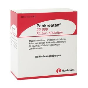 NORDMARK Pharma GmbH Pankreatan 20000 Ph.Eur.-Einheiten Magensaftresistente Hartkapseln 200 Stück