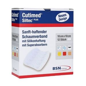 BSN Medical CUTIMED Siltec Plus Schaumverb.10x10 cm haftend 12 Stück