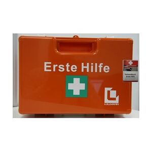 Lüllmann Betriebs Verbandskasten Erste Hilfe Koffer DIN 13157 Verbandkasten + Wandhalter orange, inklusive Verbandbuch 620111