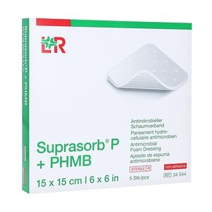 LOHMANN & RAUSCHER SUPRASORB P+PHMB Schaumverband 15x15 cm 5 Stück