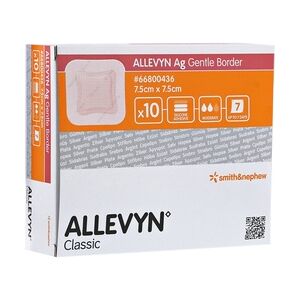 Smith & Nephew ALLEVYN Ag Gentle Border 7,5x7,5 cm Wundverband 10 Stück