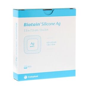 Coloplast BIATAIN Silicone Ag Schaumverband 7,5x7,5 cm 5 Stück