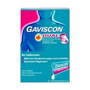 Gaviscon Dual 500mg/213mg/325mg Suspens.im Beutel Sodbrennen 0.24 l