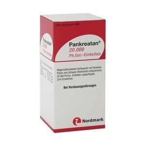 NORDMARK Pharma GmbH Pankreatan 20000 Ph.Eur.-Einheiten Magensaftresistente Hartkapseln 100 Stück