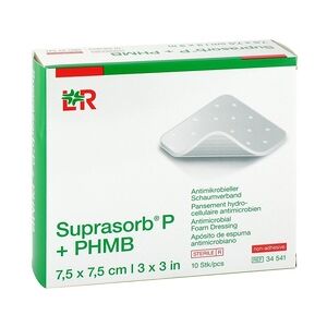 LOHMANN & RAUSCHER SUPRASORB P+PHMB Schaumverband 7,5x7,5 cm 10 Stück