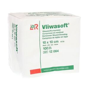 LOHMANN & RAUSCHER Vliwasoft Vlieskompressen 10x10 cm unsteril 4-lagig 100 Stück