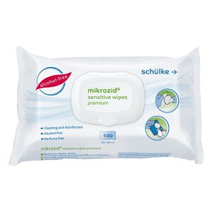 Schülke & Mayr GmbH Schülke mikrozid® sensitive wipes Desinfektionstücher, Gebrauchsfertige und alkoholfreie Desinfektionstücher für Medizinprodukte, 1 Packung = 100 Tücher, premium