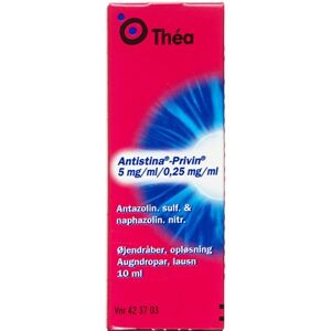 Antistina-privin 0,25 mg/ml + 5 mg/ml (Håndkøb, apoteksforbeholdt) 10 ml Øjendråber, opløsning Théa